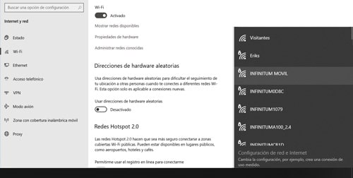 Imagen muestra donde seleccionas wifi movil en redes