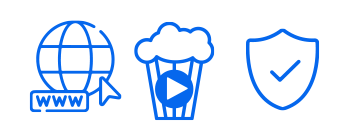 iconos ilustrativos: Internet, Entretenimiento y Seguridad